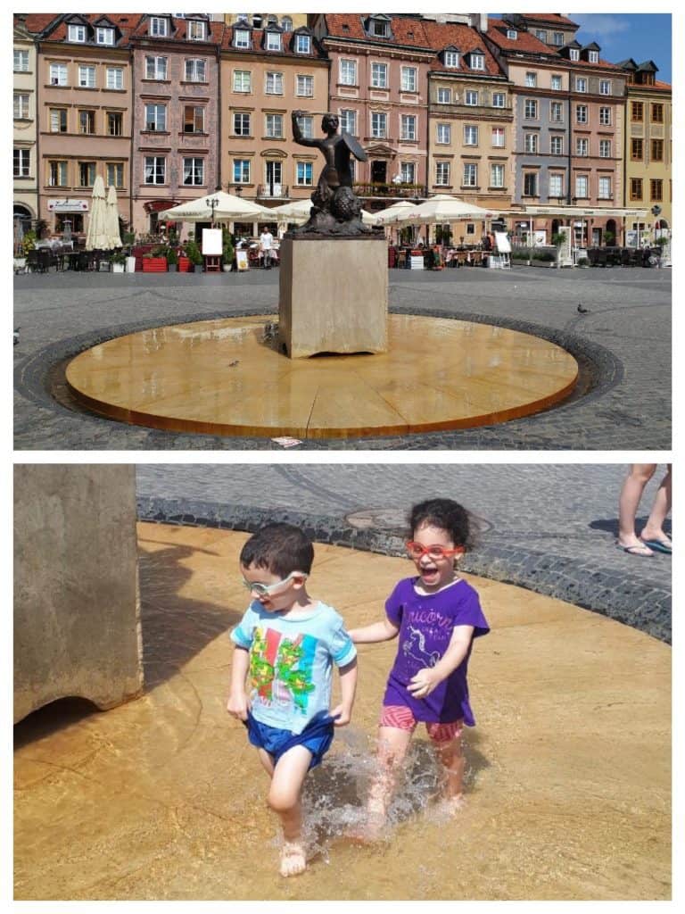 ורשה עם ילדים - בת הים בכיכר המרכזית